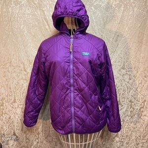GIRLS LL BEAN PURPLE WATERPROOF WINTER QUILTED COAT LINED JACKET SIZE L14-16